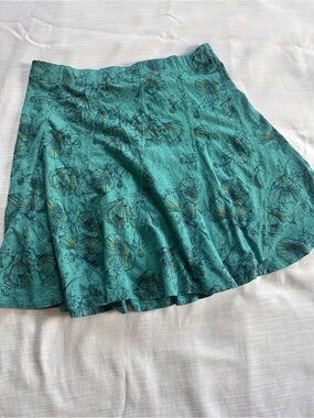 Toad&Co Teal Floral Botanical Chaka Skirt | M